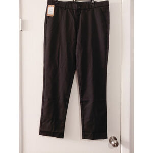 Men's Plaid & Plain 36x30 Dress Pants Flat Front Classic Fit Straight Leg Black